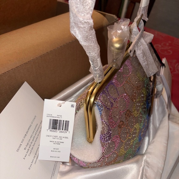Coach Kisslock Frame Bag 16 in Rainbow (Candy) Crystal Signature Jacquard - Picture 8 of 16